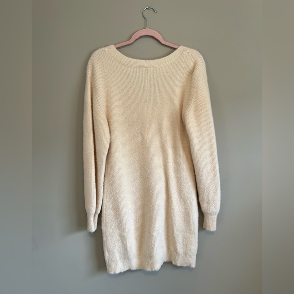 GENTLE FAWN white long sleeve dress deep plunge xs - Picture 3 of 6